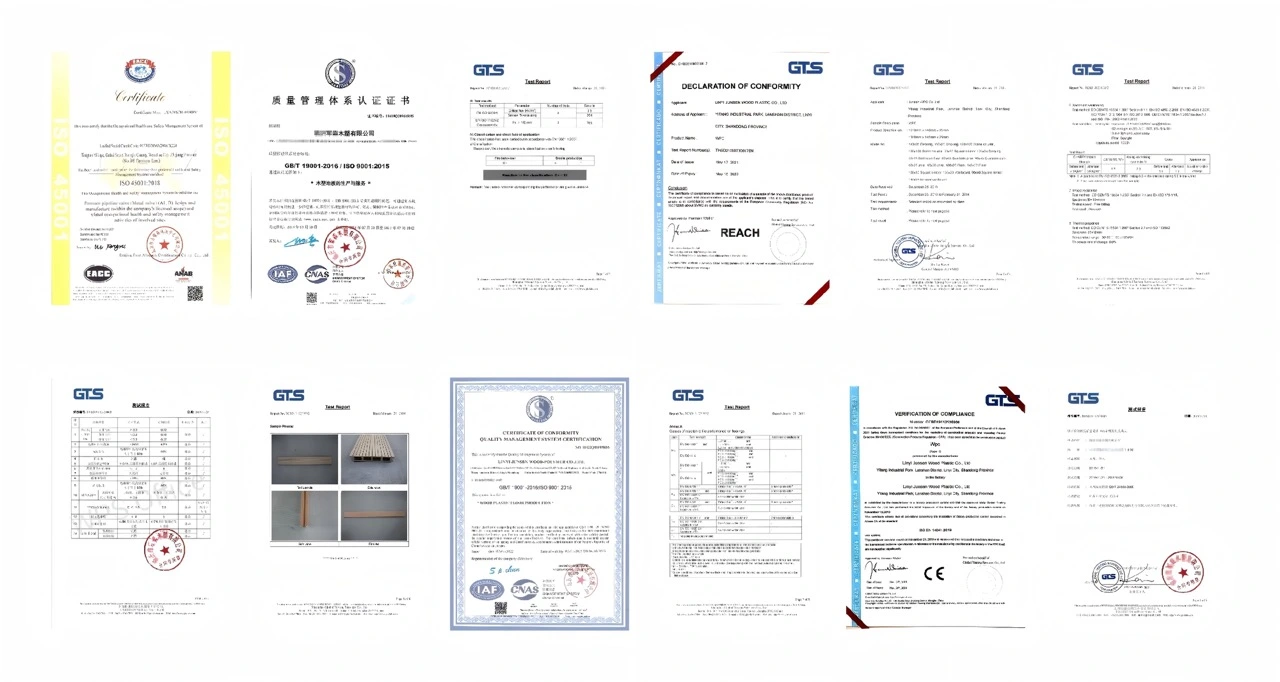 Relevant Qualification Certifications To ensure product quality and market compliance, WPC Outdoor Seats (Composite Outdoor Seating) have passed a number of domestic and foreign authoritative certifications and tests. In terms of international certifications, they have obtained the EU EN 1728 Outdoor Furniture Safety Certification (covering structural strength and fire performance tests), the US EPA Environmental Protection Certification (verifying that the material releases no toxic substances), and the Australian AS/NZS 4422 Outdoor Furniture Standard Certification (adapting to Australia's extreme climate); in terms of domestic certifications, they comply with the latest standard of GB/T 24137-2021 "Wood-Plastic Composite Panels" and the GB 6675-2014 "Toy Safety" standard (for children's styles). At the same time, they have passed the "weather resistance test", "formaldehyde emission test", and "load-bearing durability test" of the Forest Products Quality Supervision and Inspection Center of the National Forestry and Grassland Administration. Among them, the formaldehyde emission is far lower than the national standard (≤0.02mg/m³), and the load-bearing durability can withstand 100,000 cycles of loading without damage. These certifications are not only proof of product quality, but also a guarantee for customers to purchase and use with confidence. Relevant Qualification Certifications To ensure product quality and market compliance, WPC Outdoor Seats (Composite Outdoor Seating) have passed a number of domestic and foreign authoritative certifications and tests. In terms of international certifications, they have obtained the EU EN 1728 Outdoor Furniture Safety Certification (covering structural strength and fire performance tests), the US EPA Environmental Protection Certification (verifying that the material releases no toxic substances), and the Australian AS/NZS 4422 Outdoor Furniture Standard Certification (adapting to Australia's extreme climate); in terms of domestic certifications, they comply with the latest standard of GB/T 24137-2021 "Wood-Plastic Composite Panels" and the GB 6675-2014 "Toy Safety" standard (for children's styles). At the same time, they have passed the "weather resistance test", "formaldehyde emission test", and "load-bearing durability test" of the Forest Products Quality Supervision and Inspection Center of the National Forestry and Grassland Administration. Among them, the formaldehyde emission is far lower than the national standard (≤0.02mg/m³), and the load-bearing durability can withstand 100,000 cycles of loading without damage. These certifications are not only proof of product quality, but also a guarantee for customers to purchase and use with confidence.